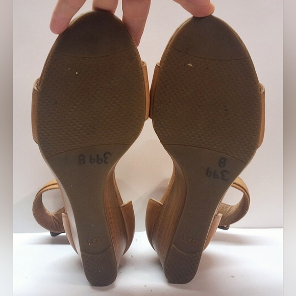 Ugg Char Ankle Strap Tan Leather Wedge Sandals Boho Chic Capsule Office 8/ 39 EU - Picture 6 of 7